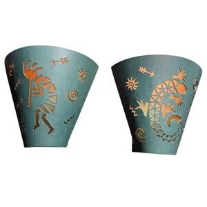 Party Lite Southwestern Metal wall sconces Kokopelli gecko lizard design